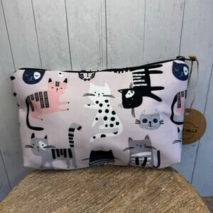 Cloth Kitty Cat Makeup Bag Pink Cosmetics Bag NEW Boho Black Cat Travel Bag